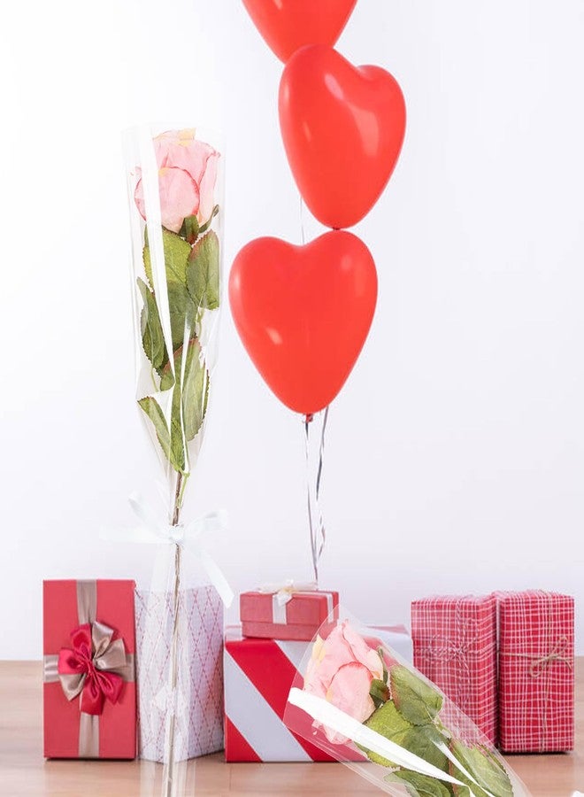 CIPOWM 100pcs Single Rose Sleeves Clear Single Flower Wrapping Bag Florist Bouquet Packaging Bags Flower Sleeves for Floral Arrangement Supply Wedding Birthday Valentines Day Party Supply (Clear) - Image 5